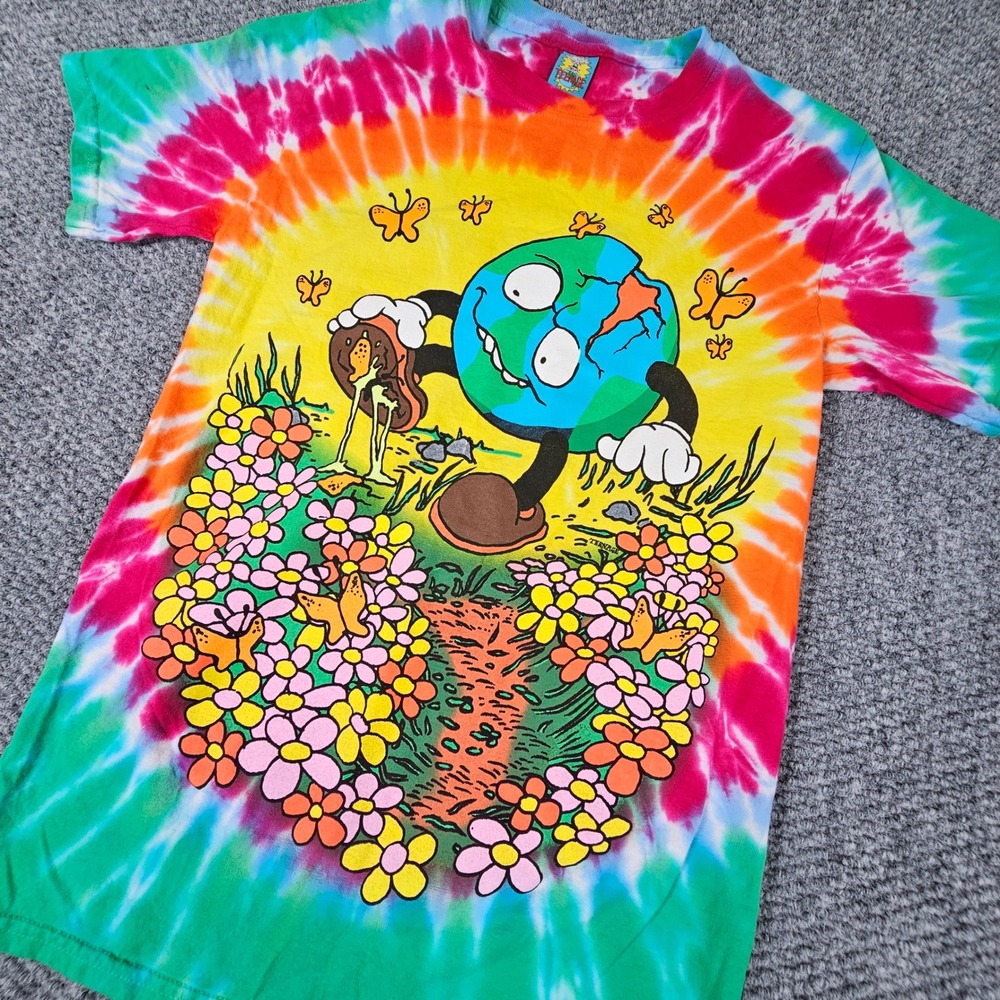 Bored Teenager Earth Day‎ Tie Dye Graphic T-Shirt Mens Small Walking Earth